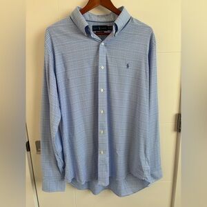 Men’s Polo Ralph Lauren Light Blue Micro-Check Button-Down Shirt - Size XL